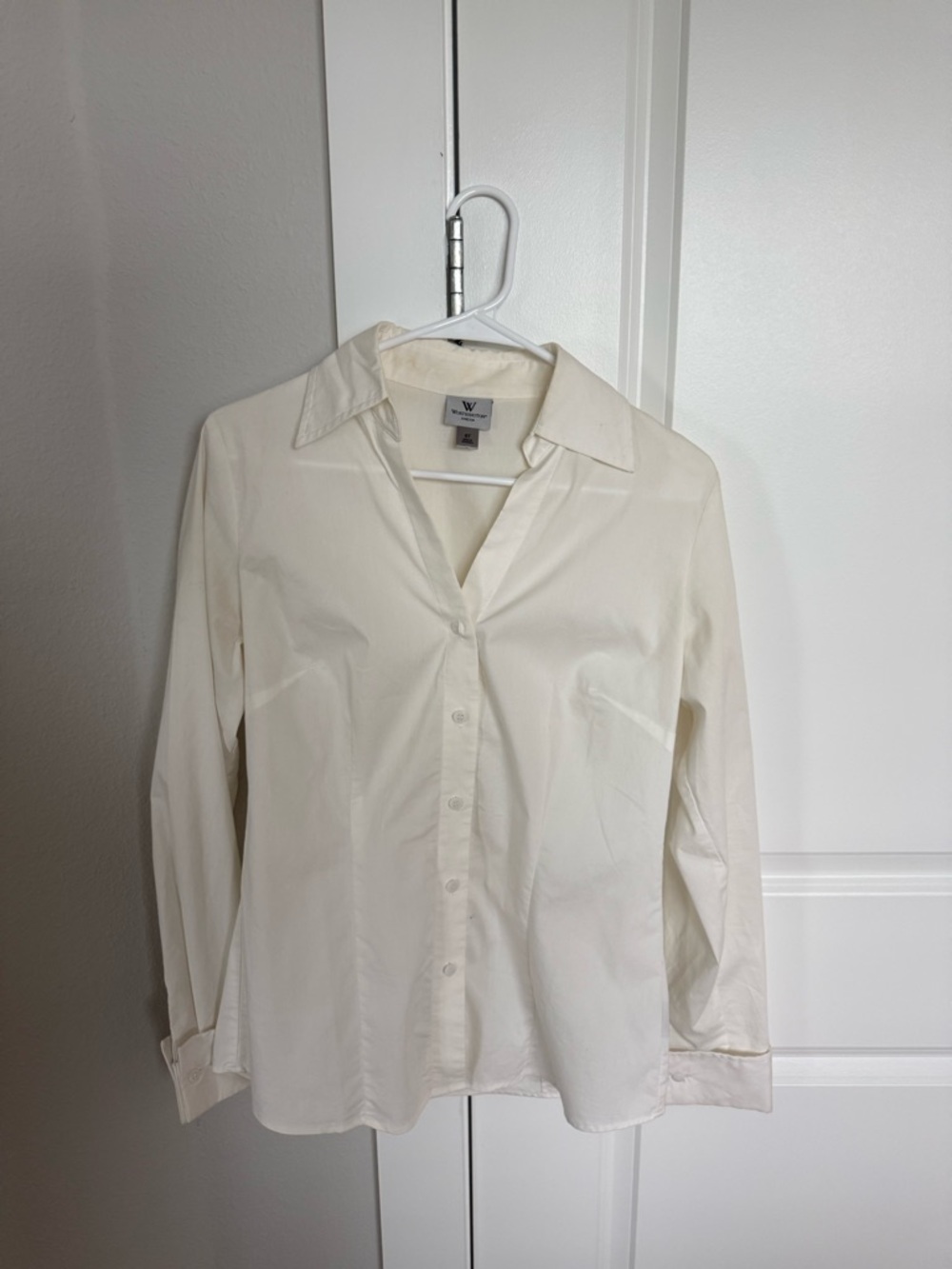 Worthington Cream Long-Sleeve Button-Up Dress Shirt